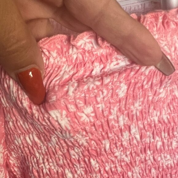 Anrabess pink flower print cotton stretch dress. Size L NWT - Picture 3 of 4